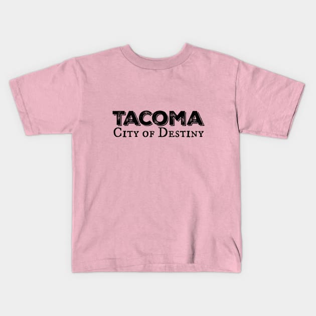 Tacoma, City Of Destiny: Black Ink Kids T-Shirt by Bri the Bearded Spoonie Babe